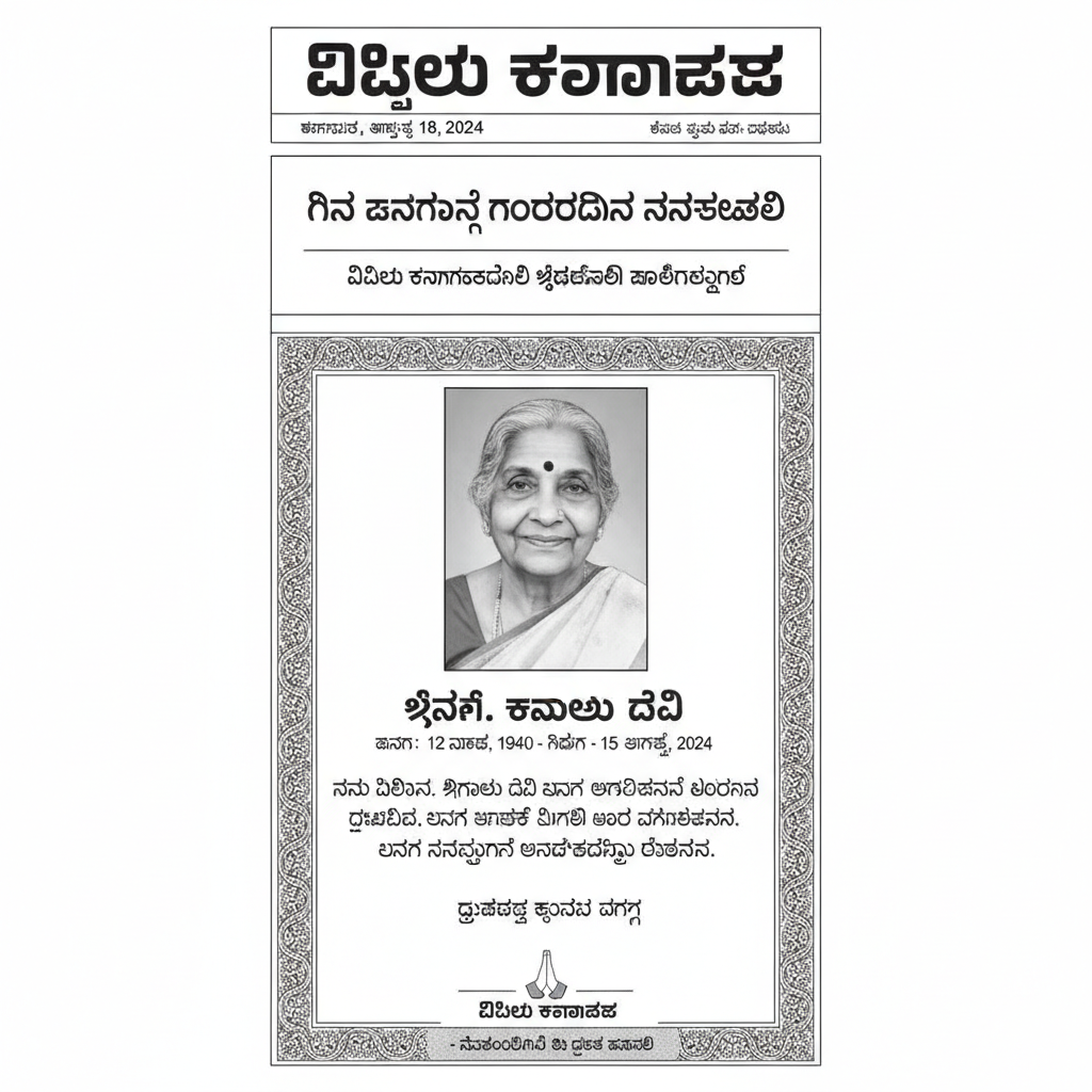 Obituary Ads in Vijaya Karnataka: Reach Loved Ones with Respect