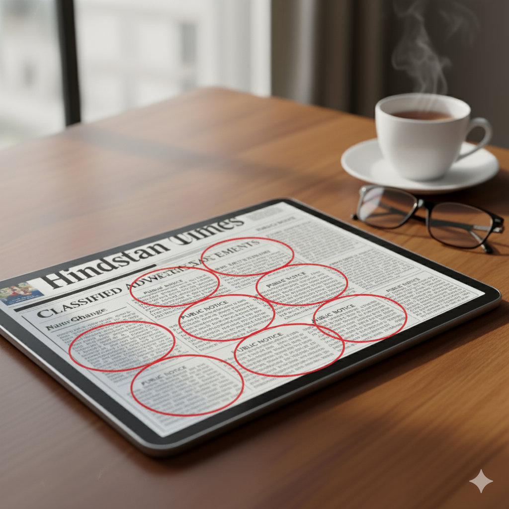 Public Notice Ad in Hindustan Times