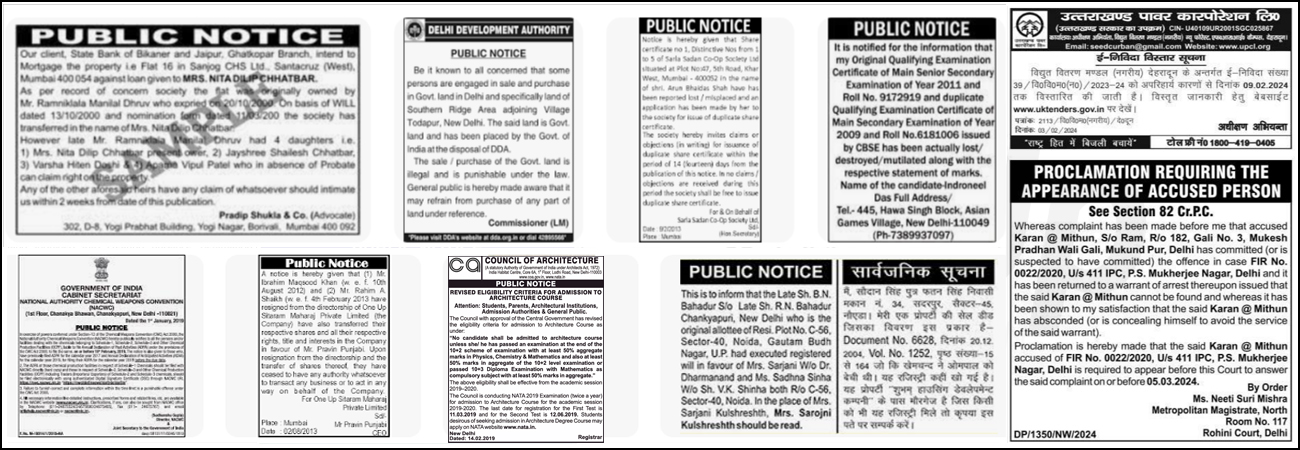 Book Public Notice Ad in Agniban